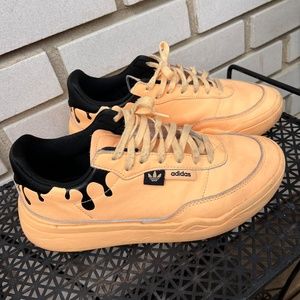 Adidas Orange Her Court Paint Drip Cloud Foam Sneakers 9